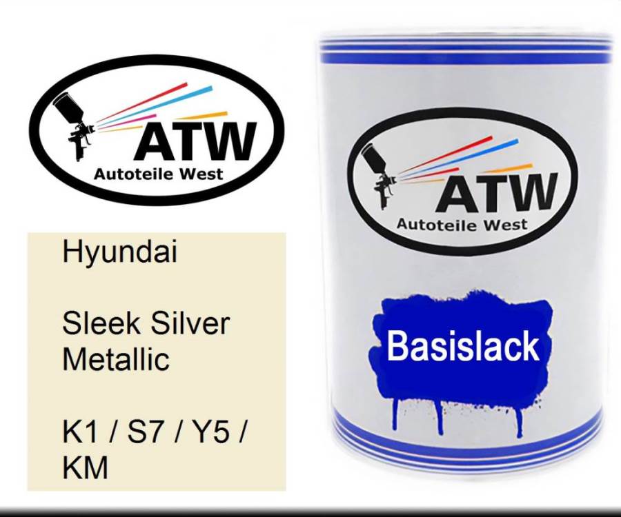 Hyundai, Sleek Silver Metallic, K1 / S7 / Y5 / KM: 500ml Lackdose, von ATW Autoteile West.